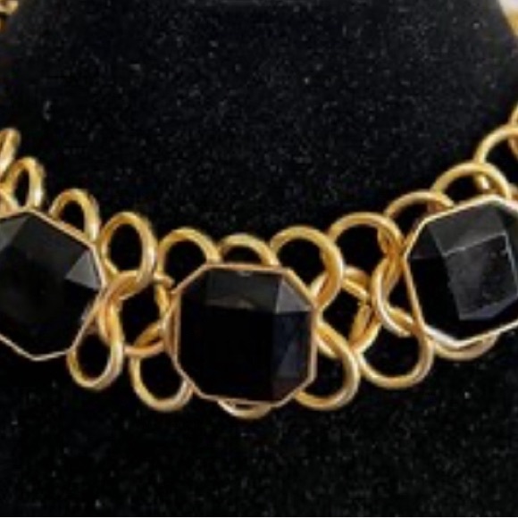 Heavy Choker Black and Gold Tone Unique Statement Necklace - Picture 2 of 5